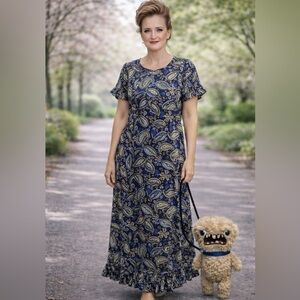 Perceptions Navy Paisley Maxi Dress